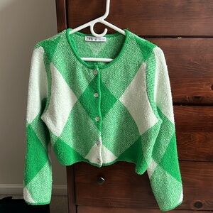 Green plaid sweater